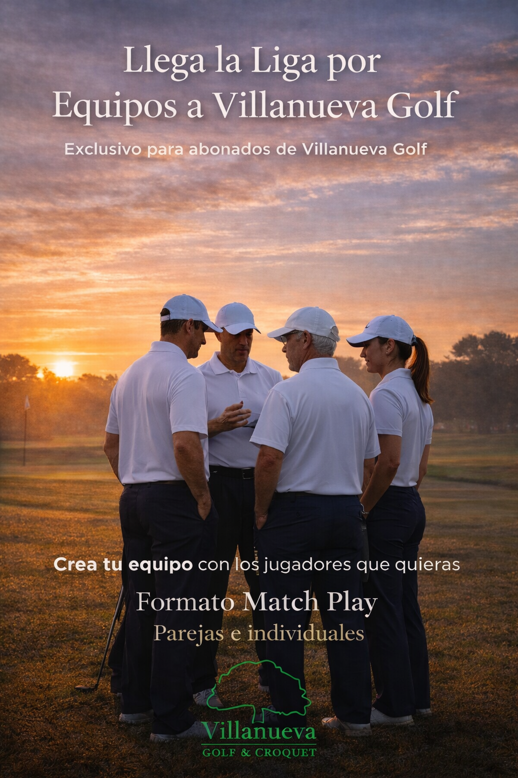 Cartel Liga por equipos Villanueva Golf, Campo de Golf y Croquet. Club social en Cádiz